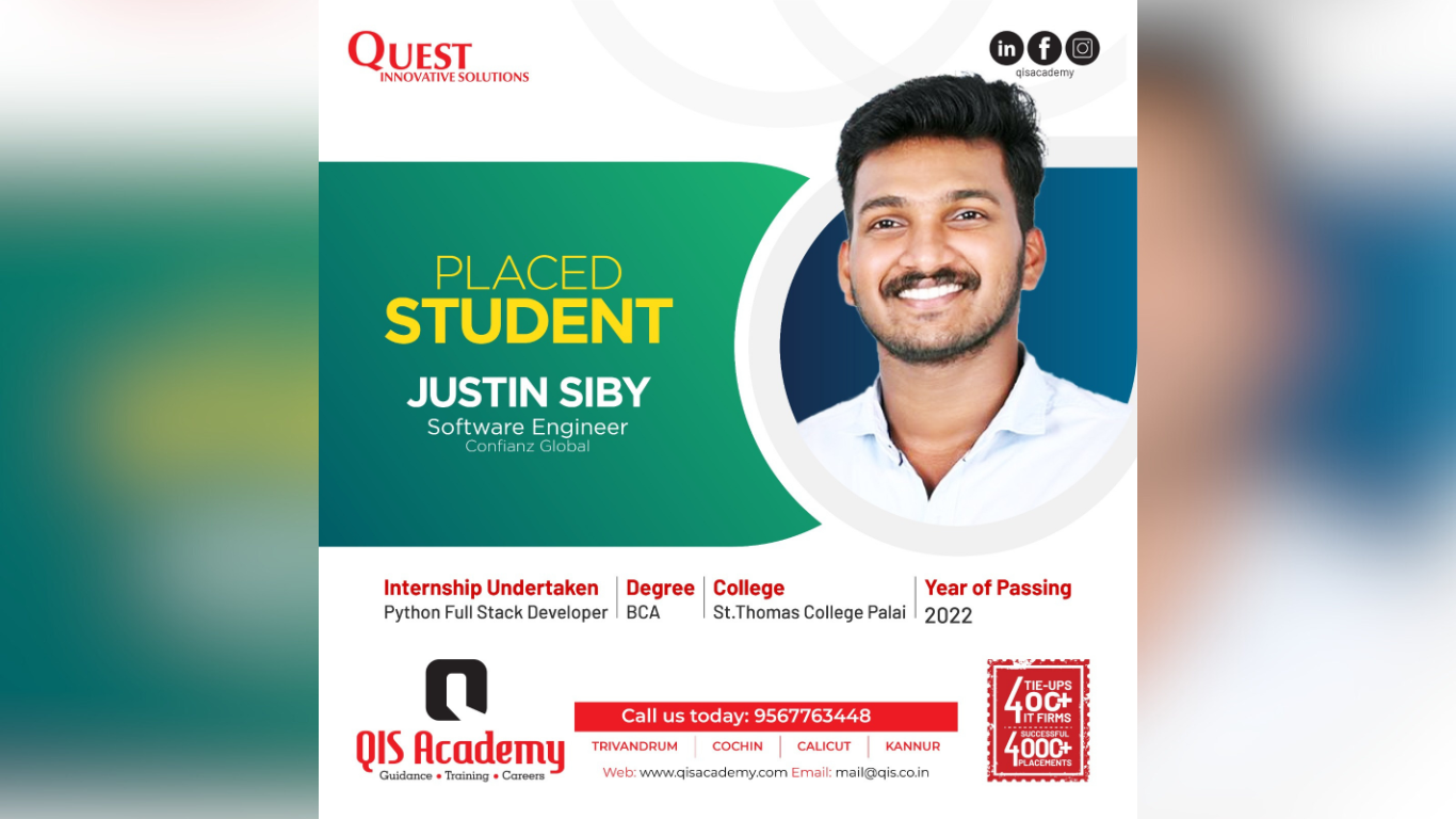 justin siby - python full stack development course kochi